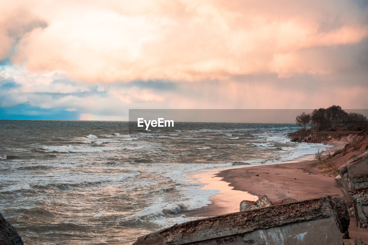 SCENIC VIEW OF SEA DURING SUNSET