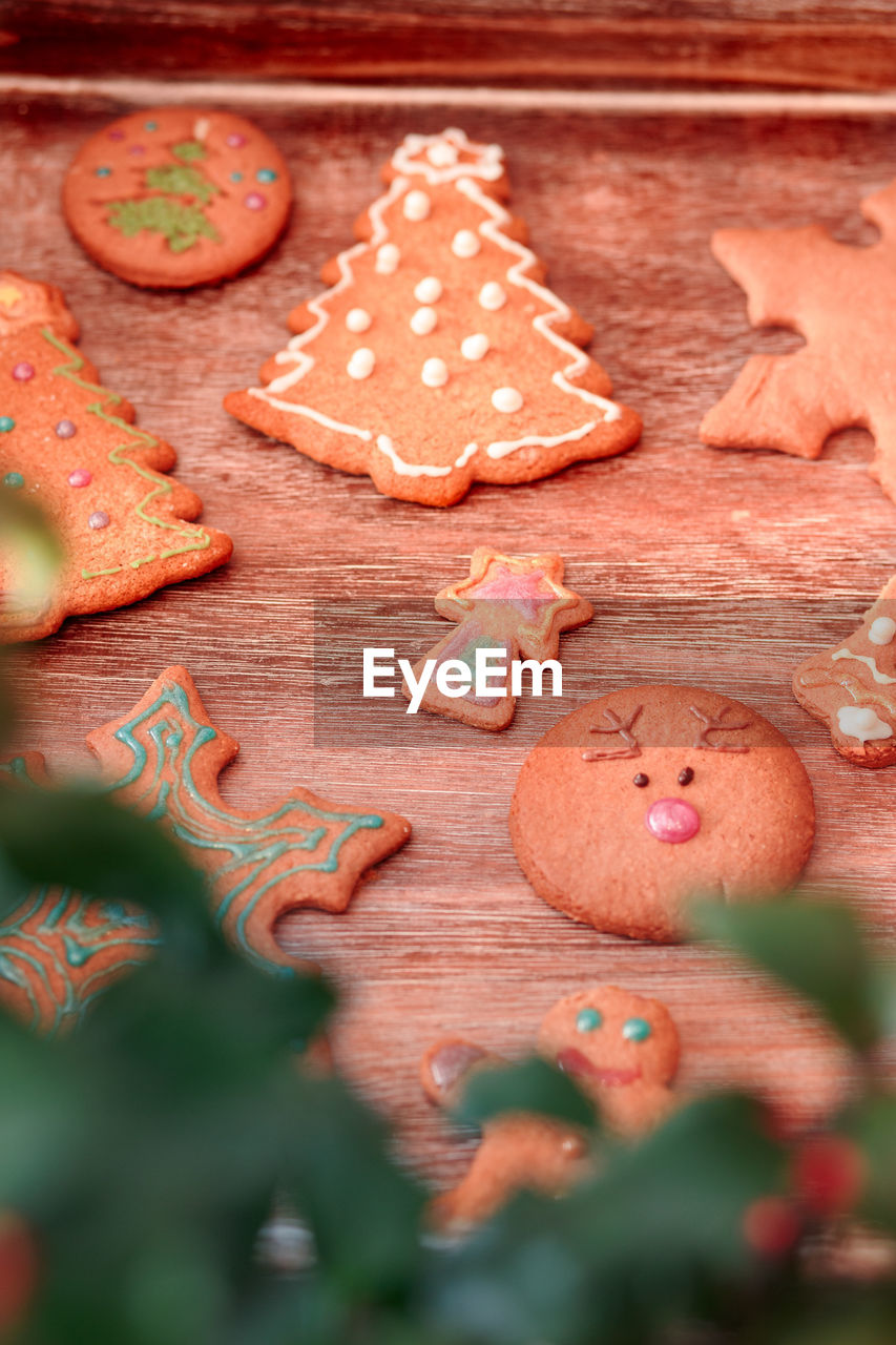 Close-up of gingerbread cookies on table