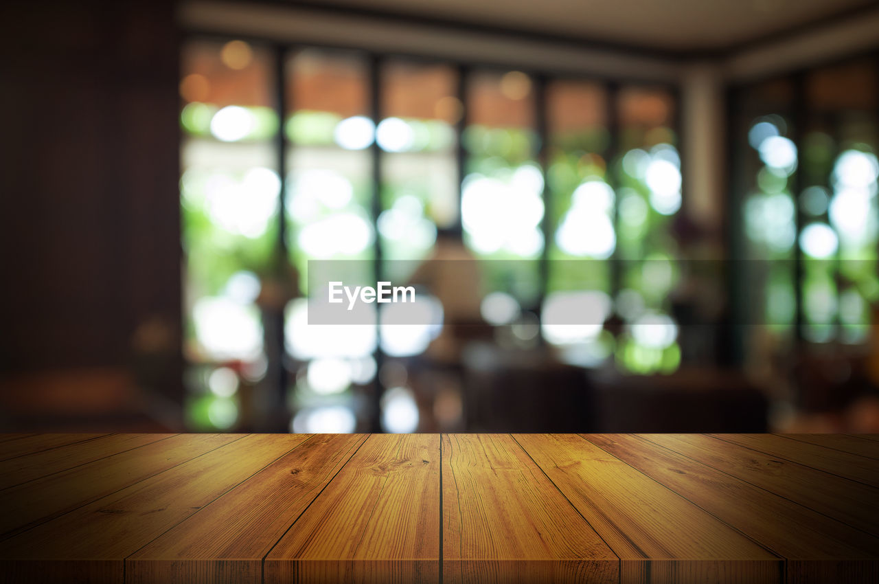 Close-up of empty wooden table