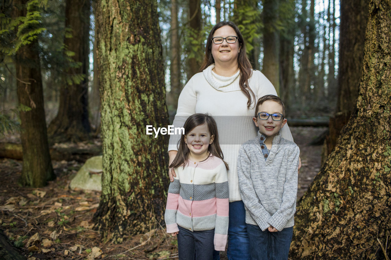 Family portrait of mother with her two kids.