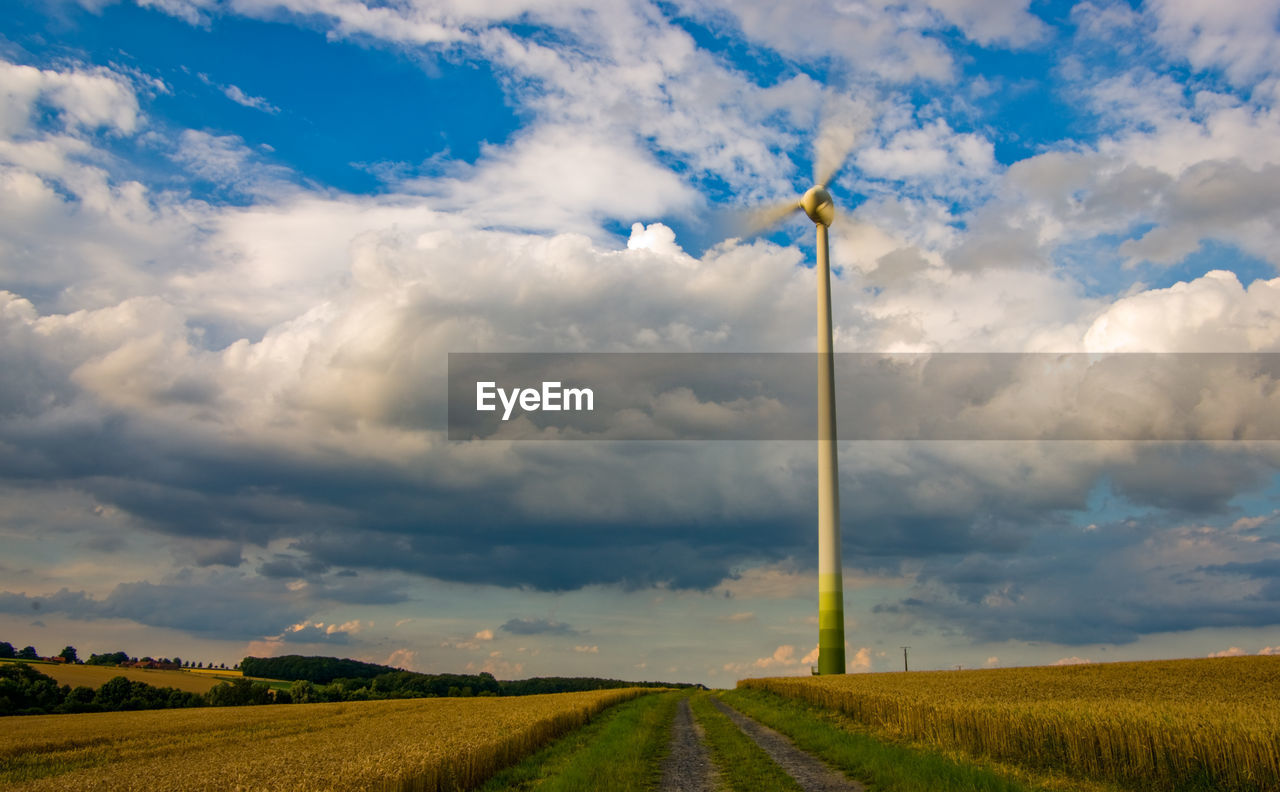 Wind turbine in a  field