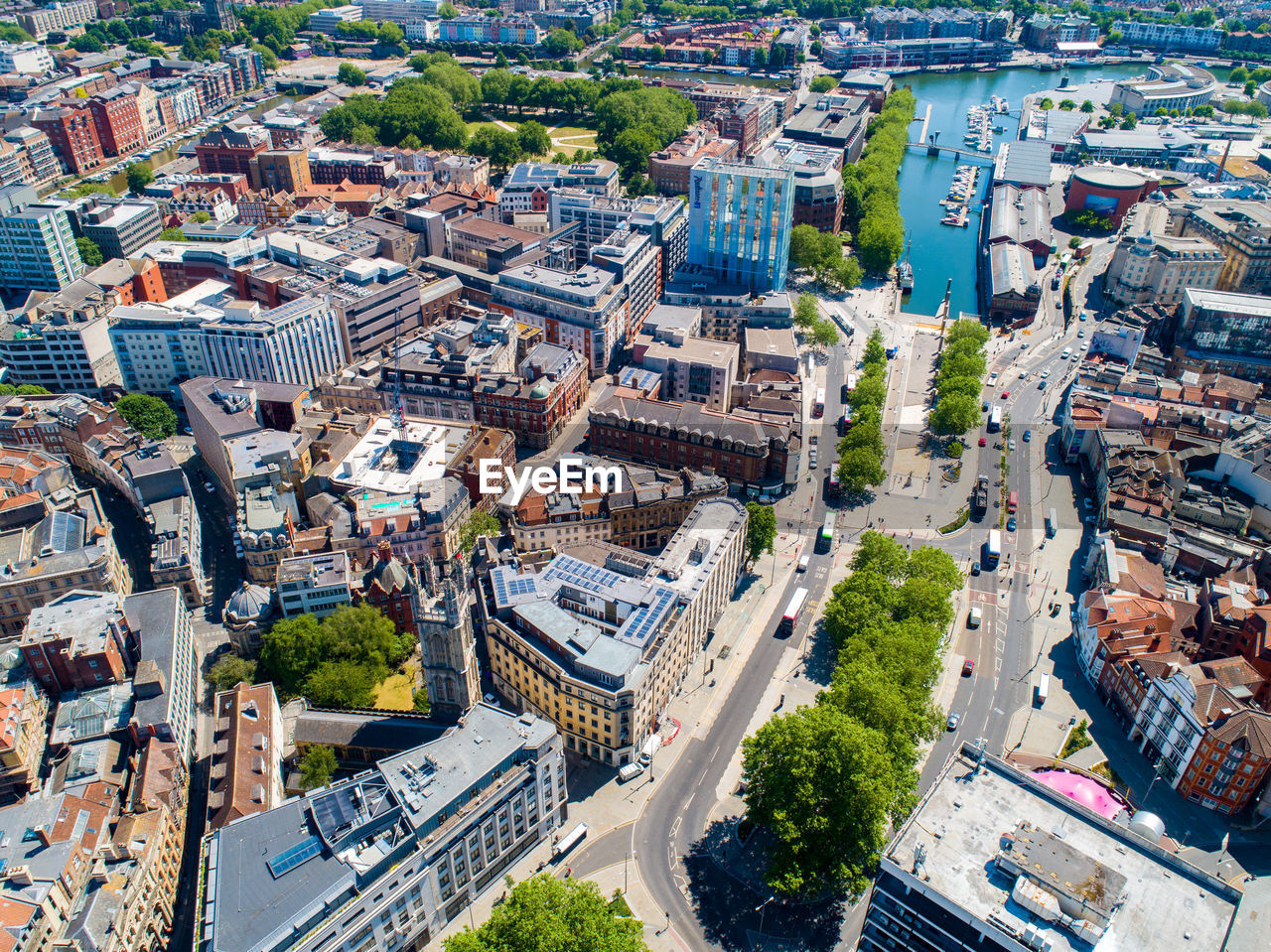 Aerial view of bristol city centre