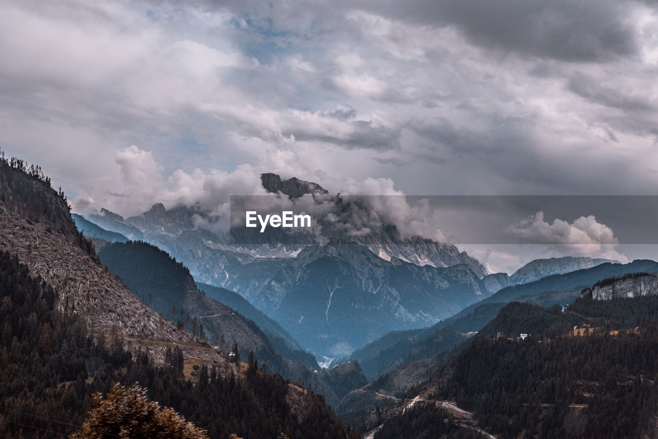 Panoramic view of mountains against sky