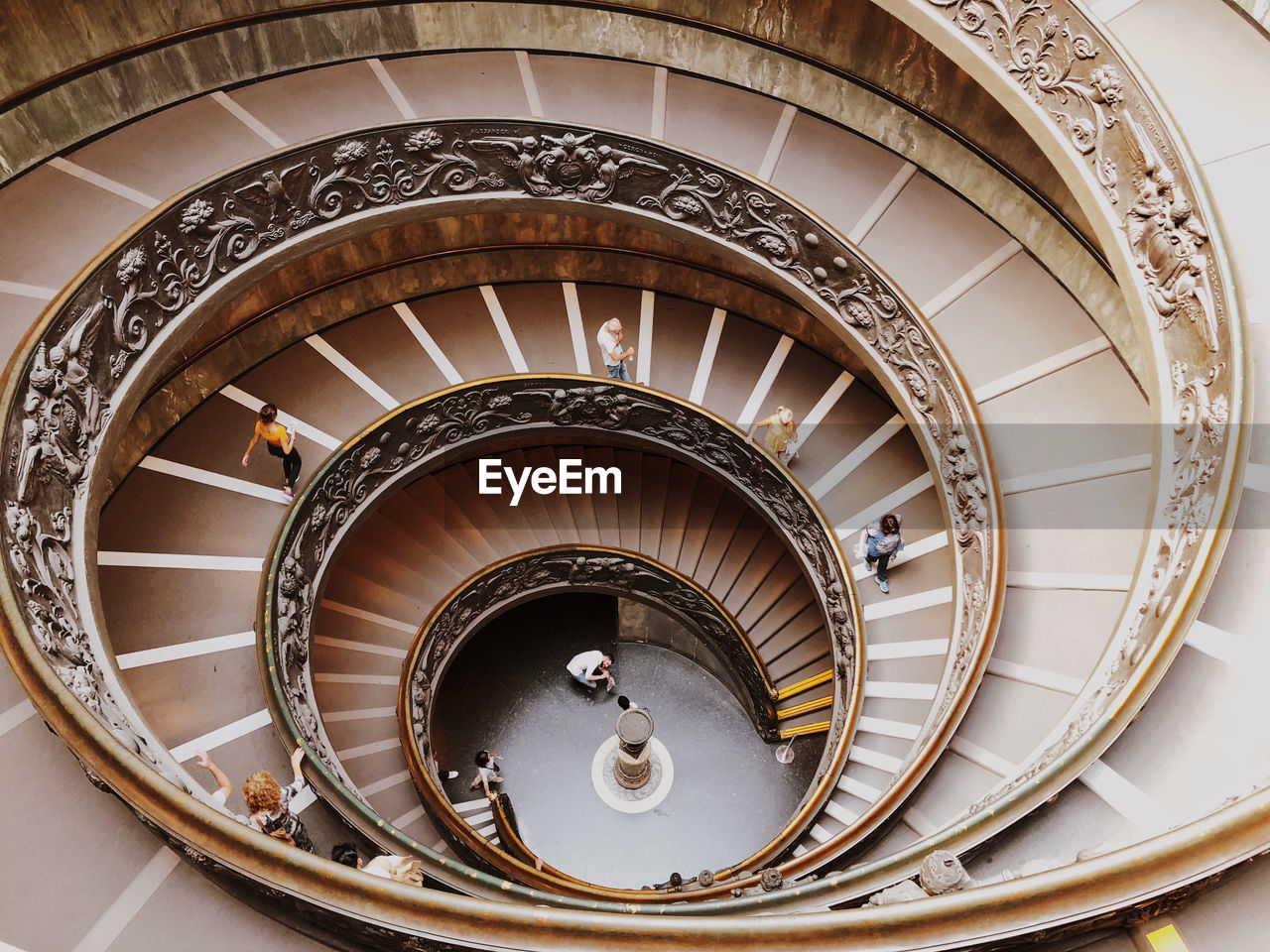 High angle view of spiral staircase in museum