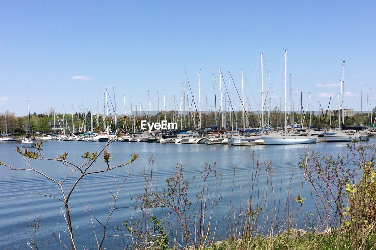 BOATS MOORED IN HARBOR