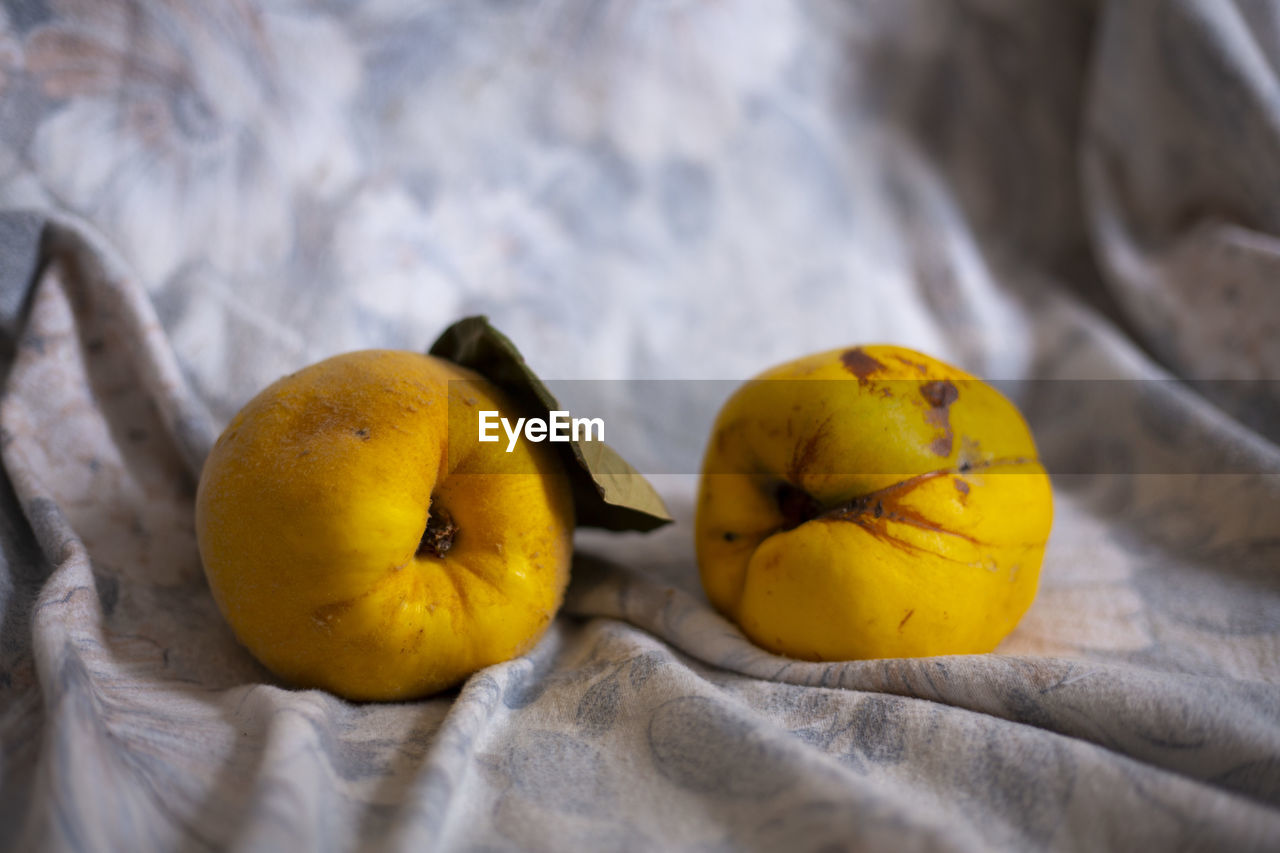 CLOSE-UP OF FRUITS ON TABLE