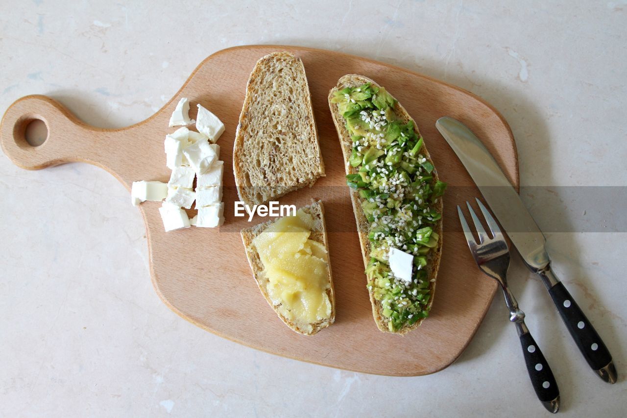 High angle view of food on table