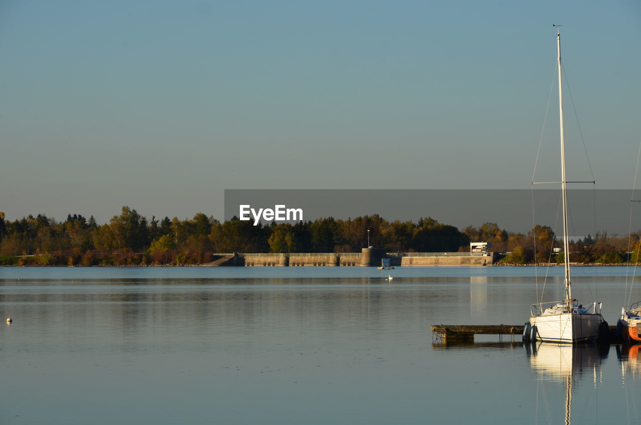 SCENIC VIEW OF LAKE AGAINST BLUE SKY