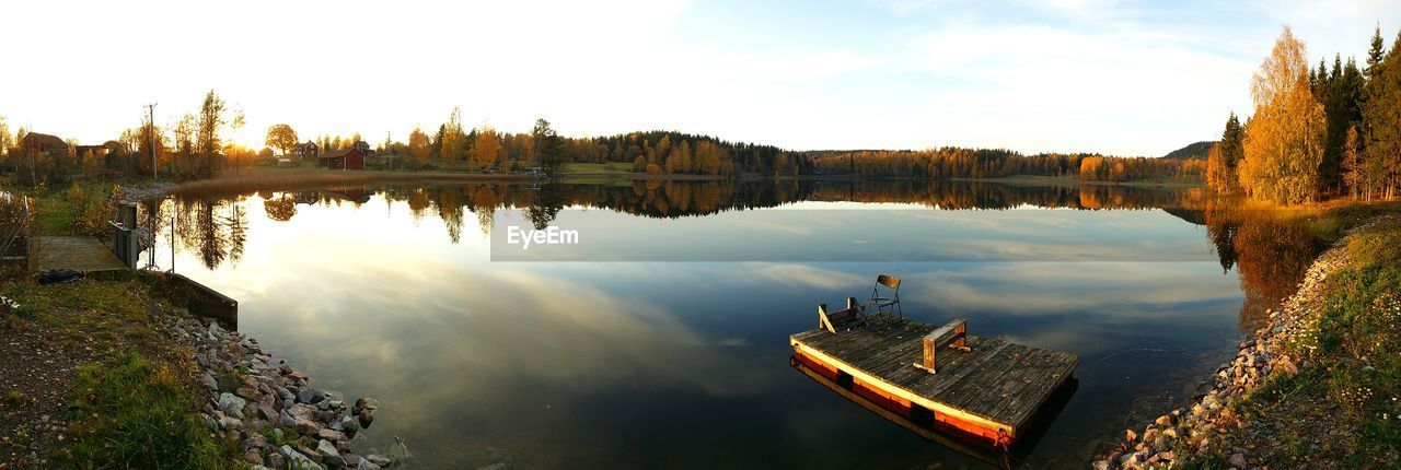 Panoramic view of calm lake against sky
