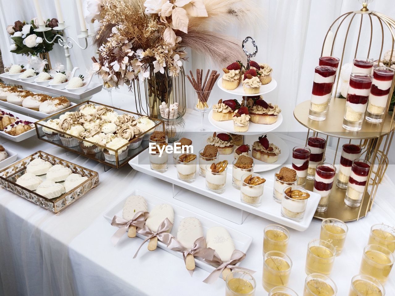 High angle view of cupcakes on table