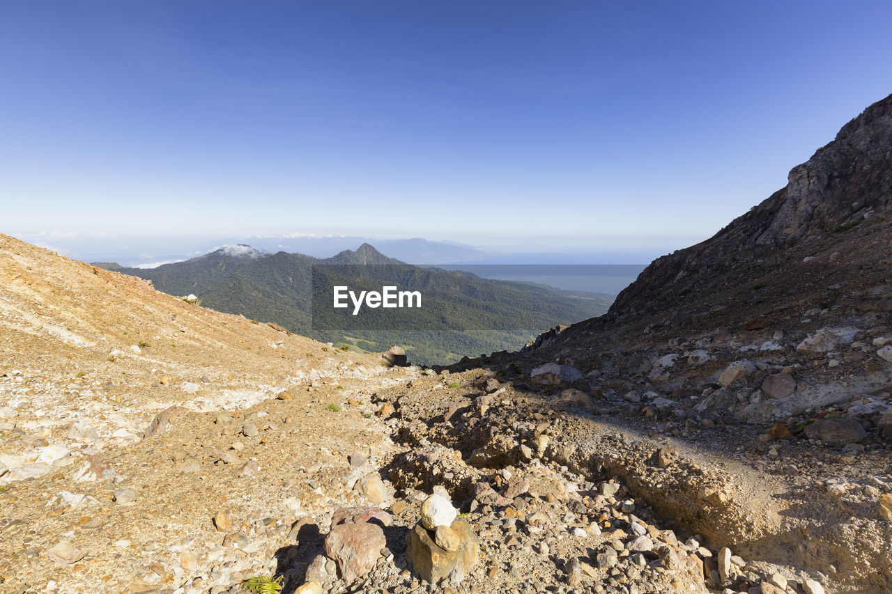 Scenic view of mountains against clear sky