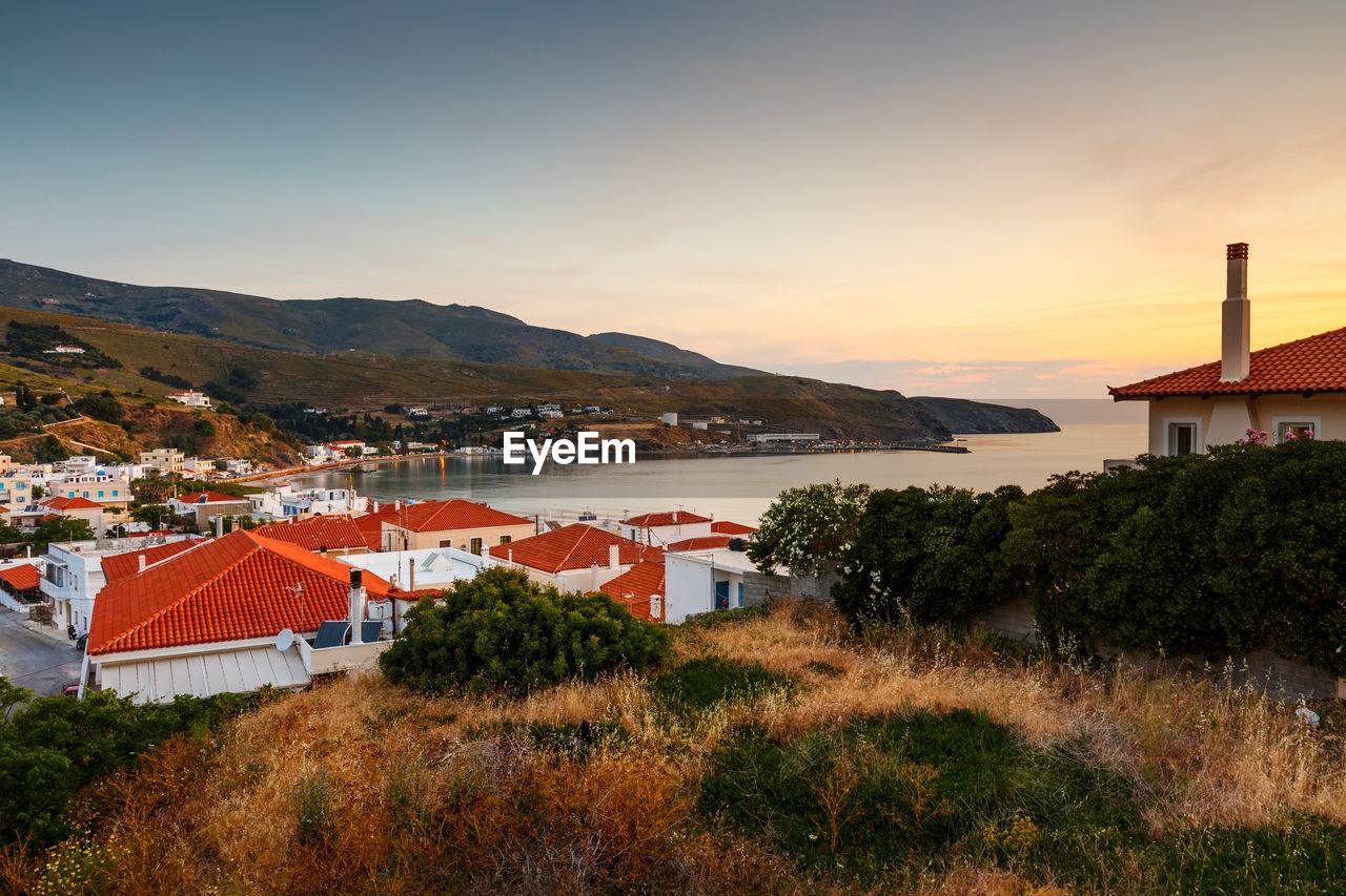Chora of andros island early in the morning.