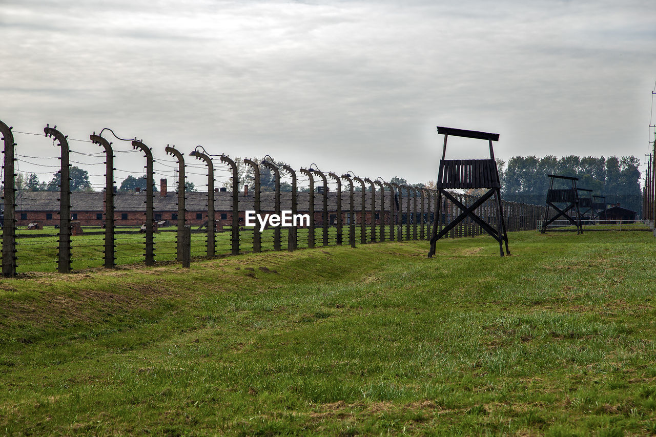 Remembrance day fence concept, auschwitz birkenau concentration camp