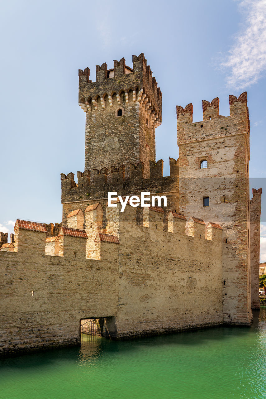 View of the scaliger castle in sirmione on lake garda in italy.