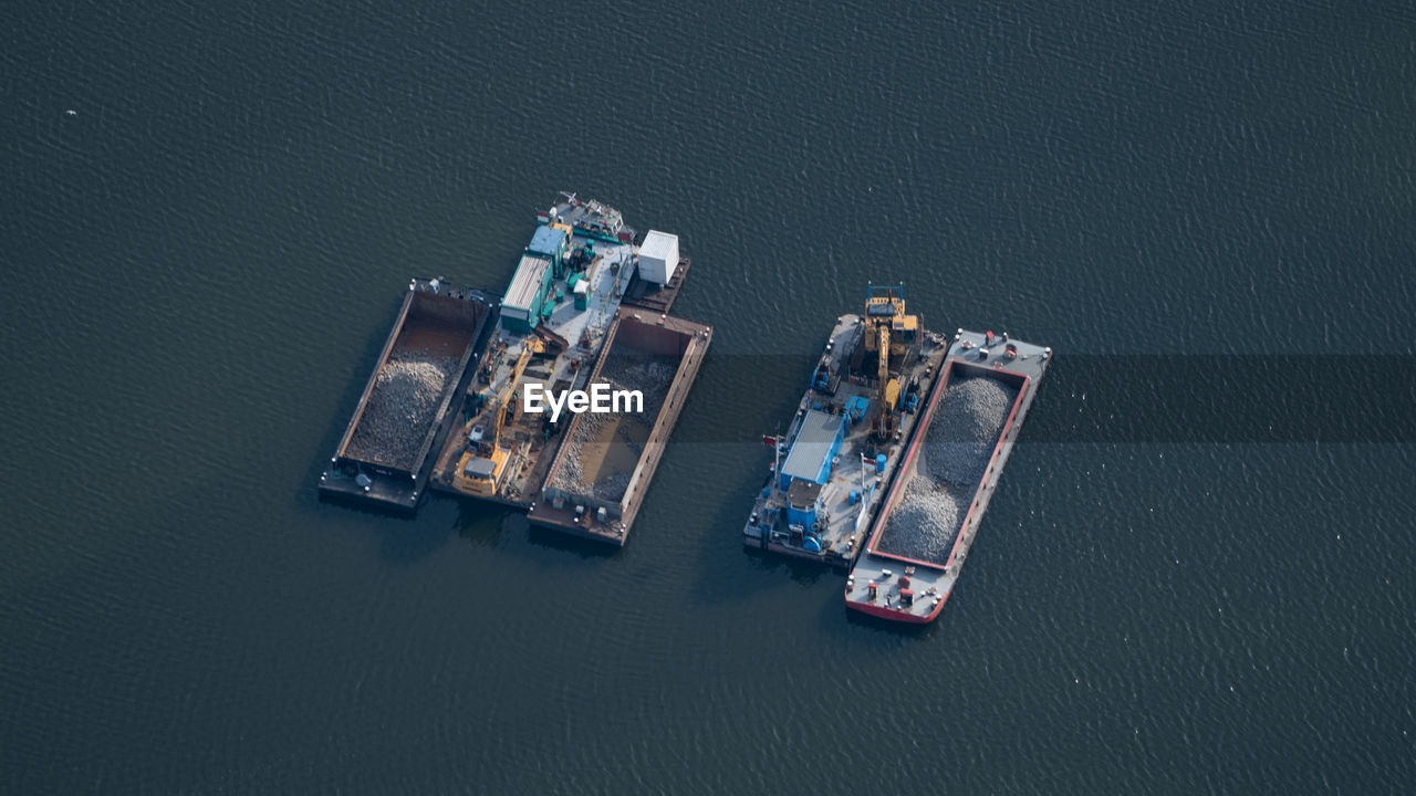 Aerial view of offshore platform in sea