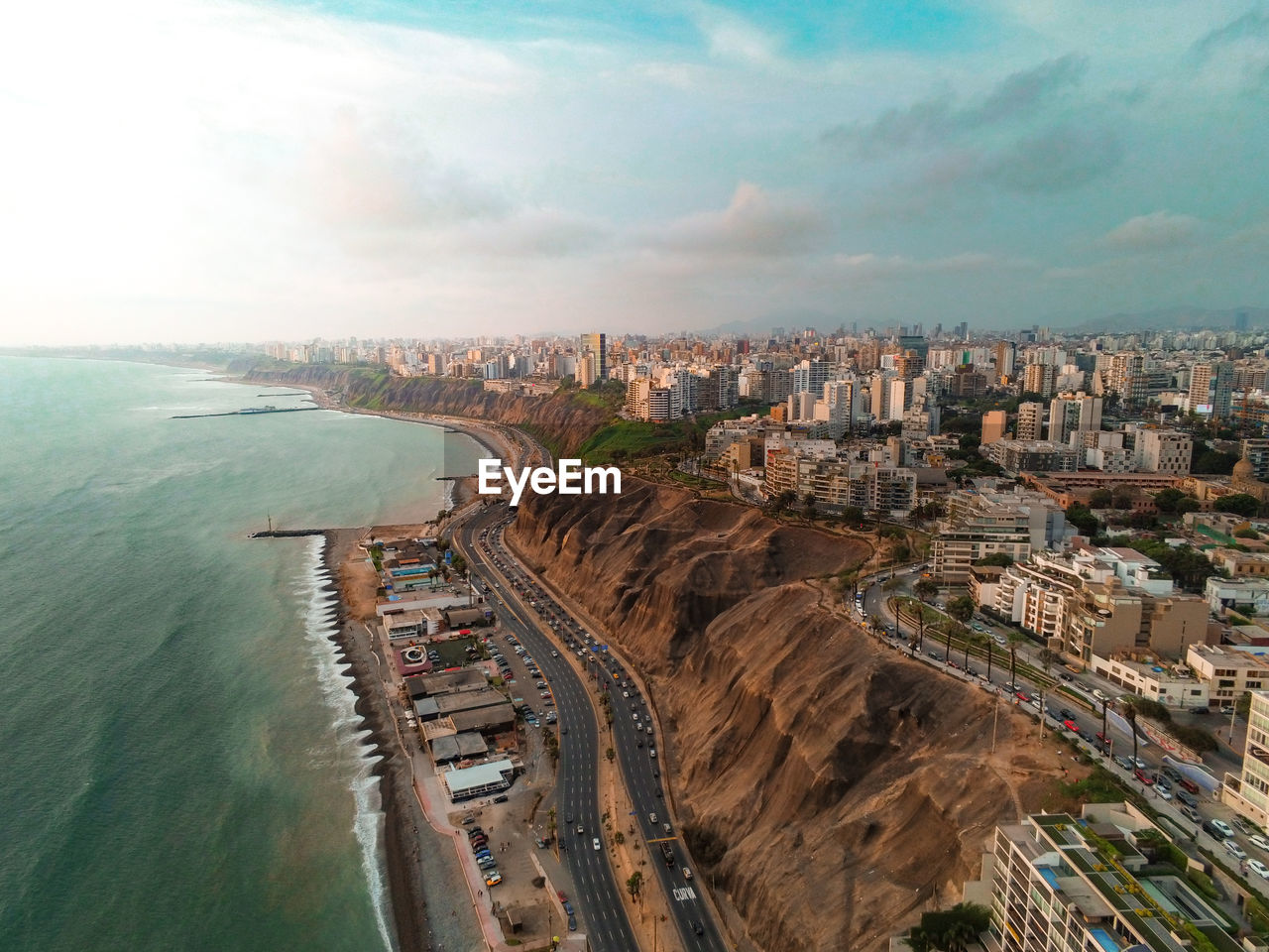 High angle view of buildings in city