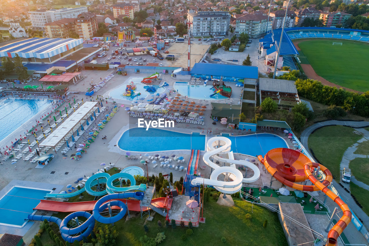 Jagodina drone view, serbia aerial photo. summer day