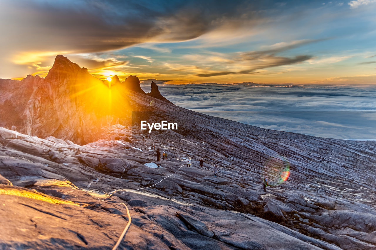 SNOW COVERED LAND DURING SUNSET