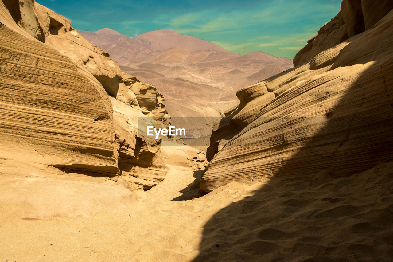 Scenic view of rock formations at desert