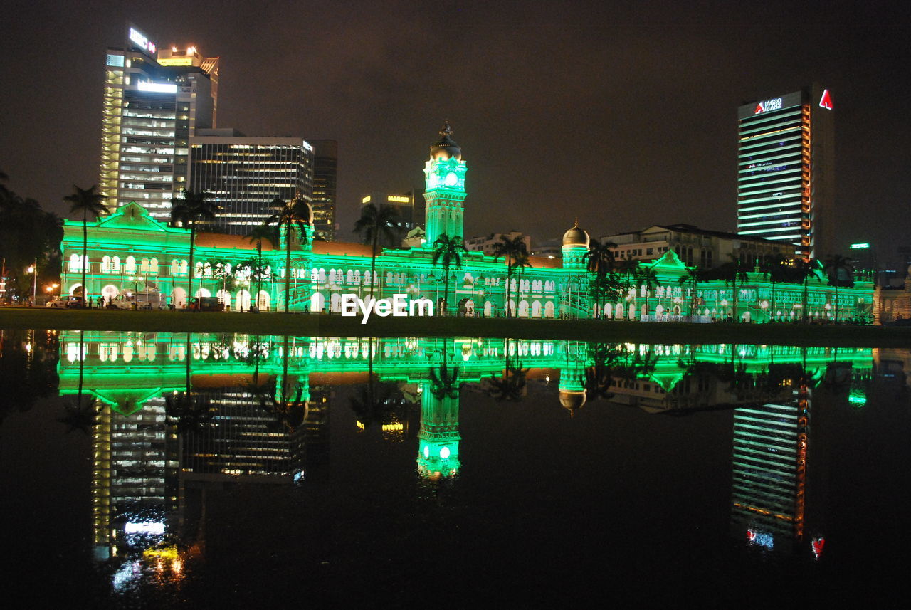 Illuminated city at night