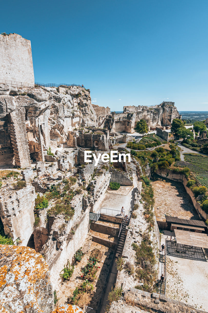 Aerial view of old ruins against sky