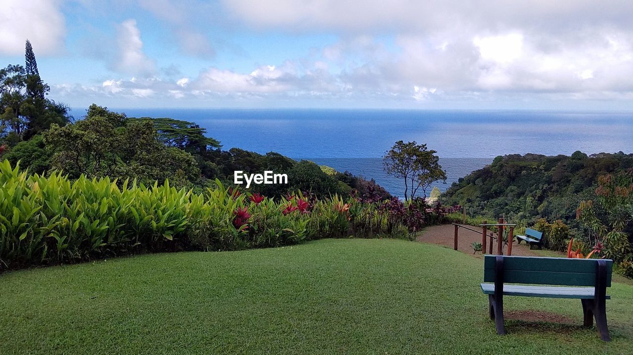 SCENIC VIEW OF GREEN SEA AGAINST SKY