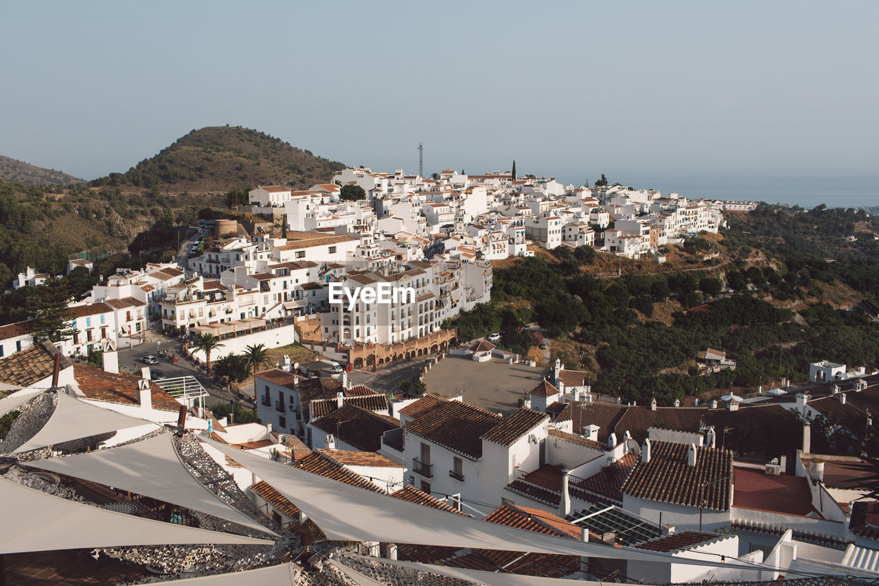 High angle view of townscape against sky