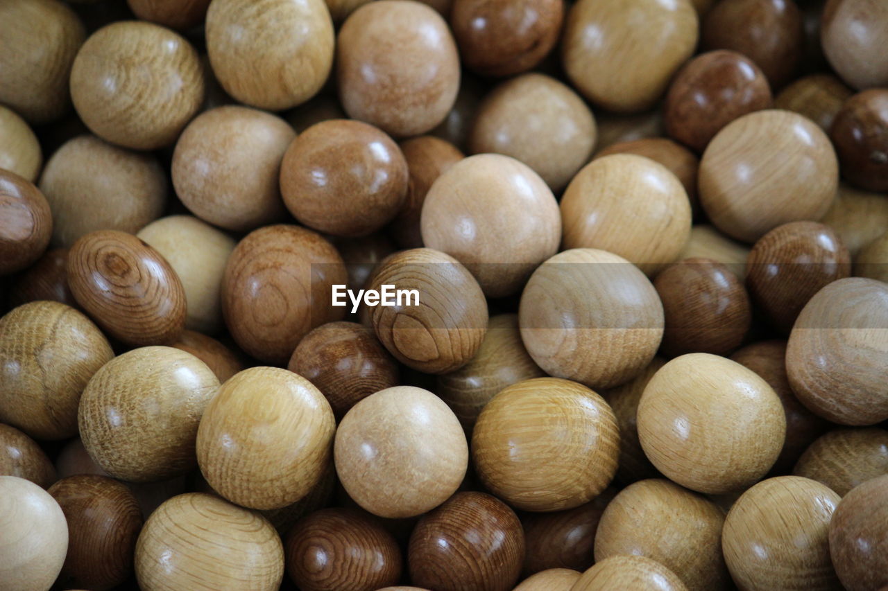 Full frame shot of round wooden toy