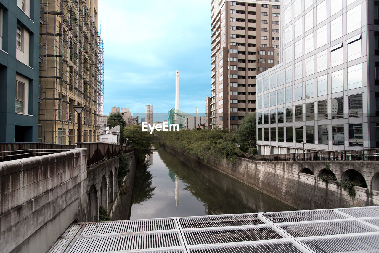 Canal amidst buildings in city