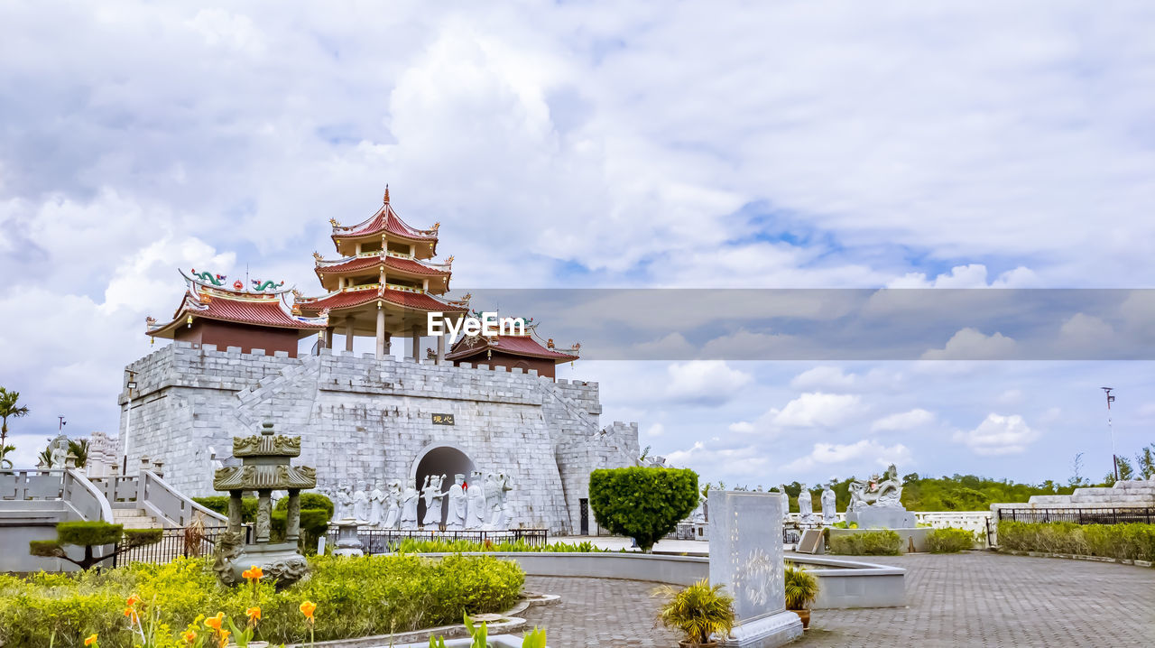 low angle view of temple against sky