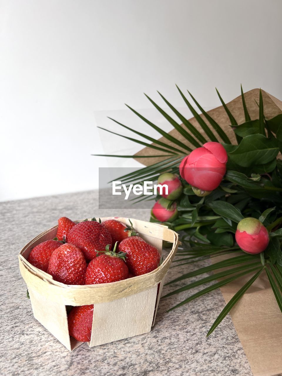 Close-up of strawberries in bowl on table