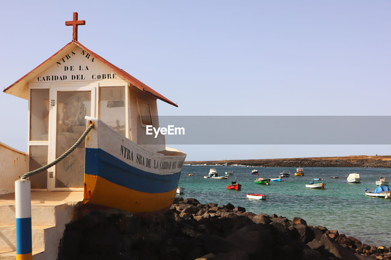 Scenic view of sea against clear sky