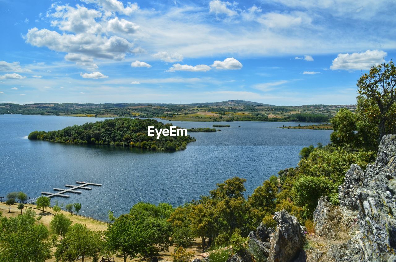 Scenic view of lake against sky