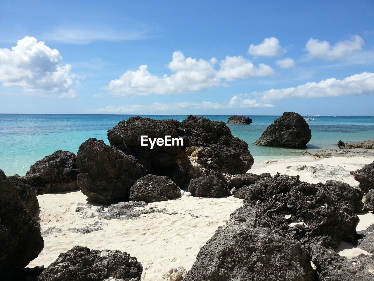 Scenic view of rocky beach