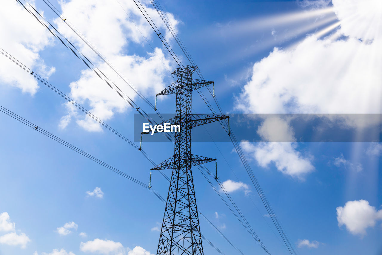 High voltage pole or high voltage electricity tower and transmission power lines