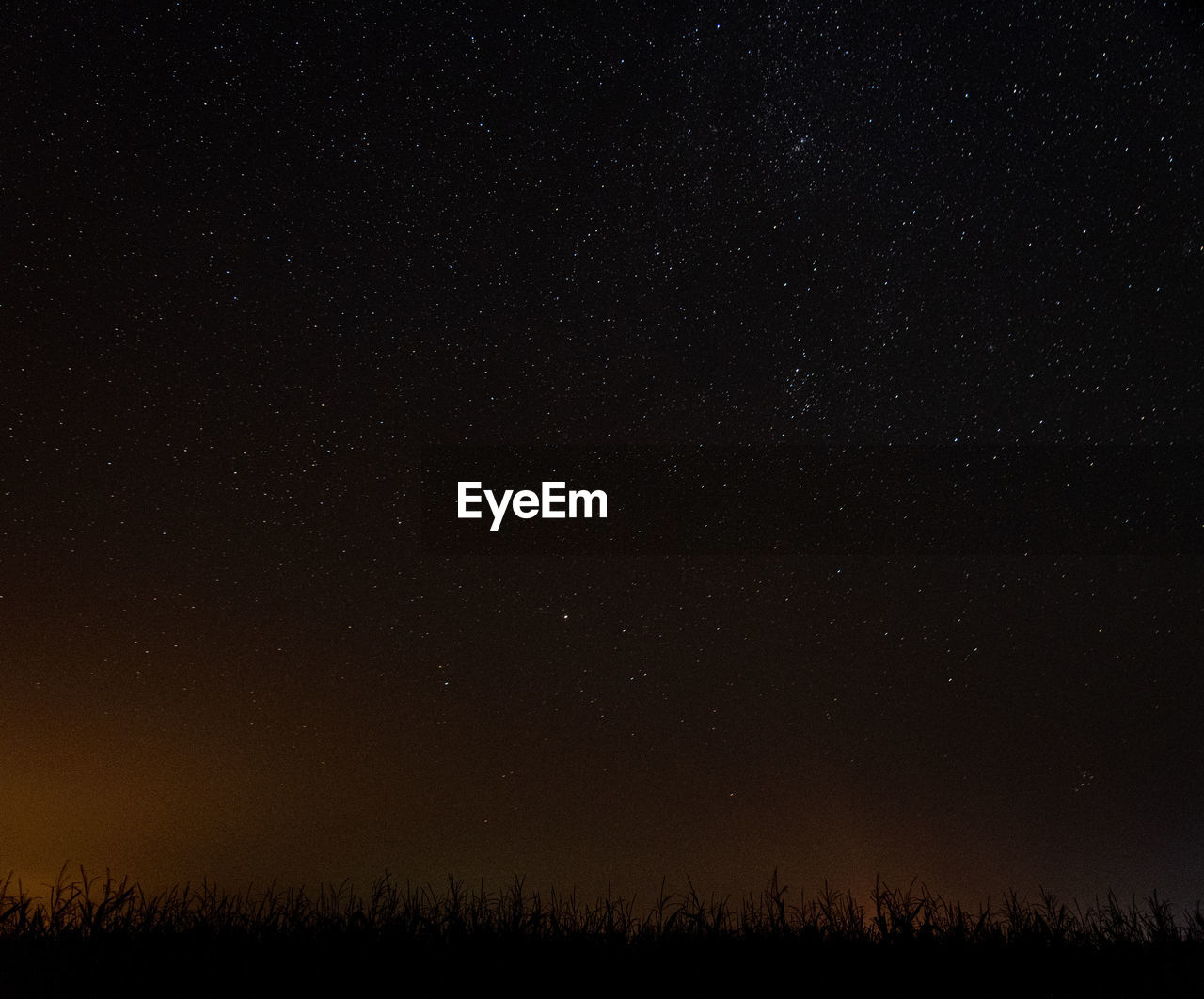 Scenic view of field against sky at night