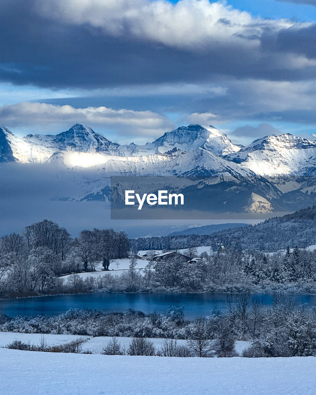 snow, cold temperature, winter, scenics - nature, mountain, landscape, environment, beauty in nature, sky, mountain range, nature, snowcapped mountain, water, cloud, tranquil scene, tranquility, no people, travel destinations, frozen, travel, land, ice, lake, non-urban scene, blue, tree, tourism, coniferous tree, plant, outdoors, idyllic, day, pinaceae, polar climate, pine tree, forest, remote, pine woodland, rural scene