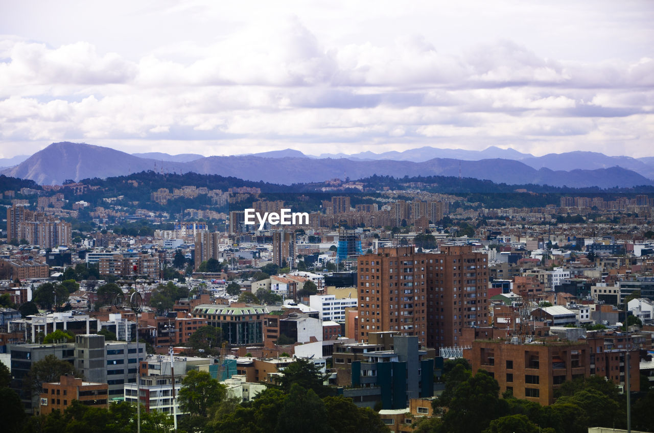 High angle view of townscape against sky