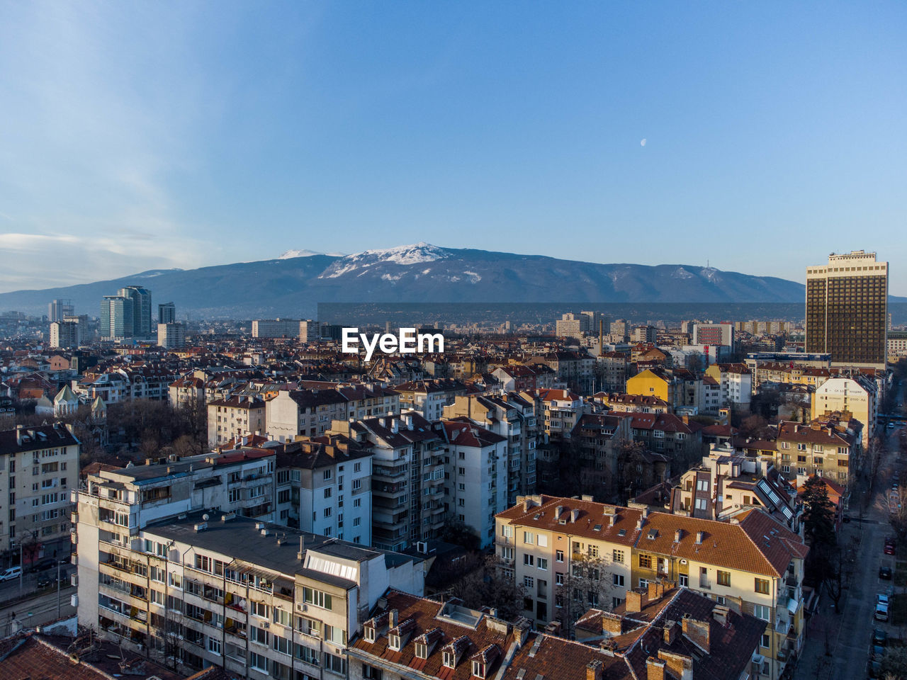 View over the city to vitosha mountain 