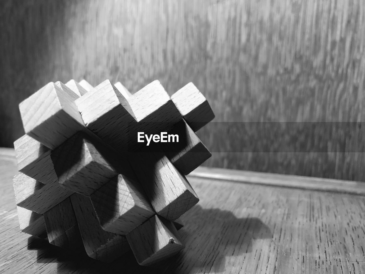 High angle view of wooden toy blocks on table