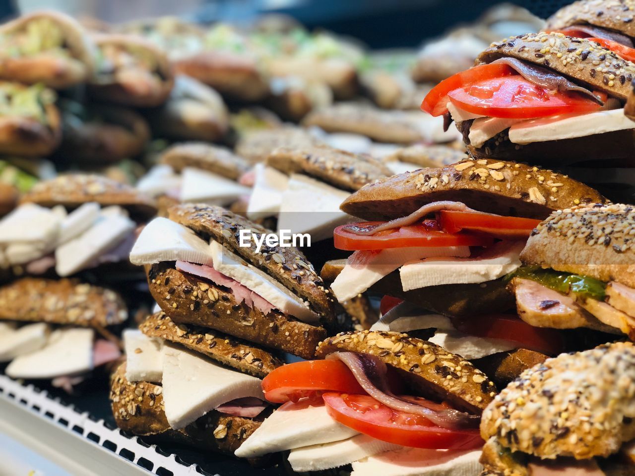 Close-up of sandwiches at store