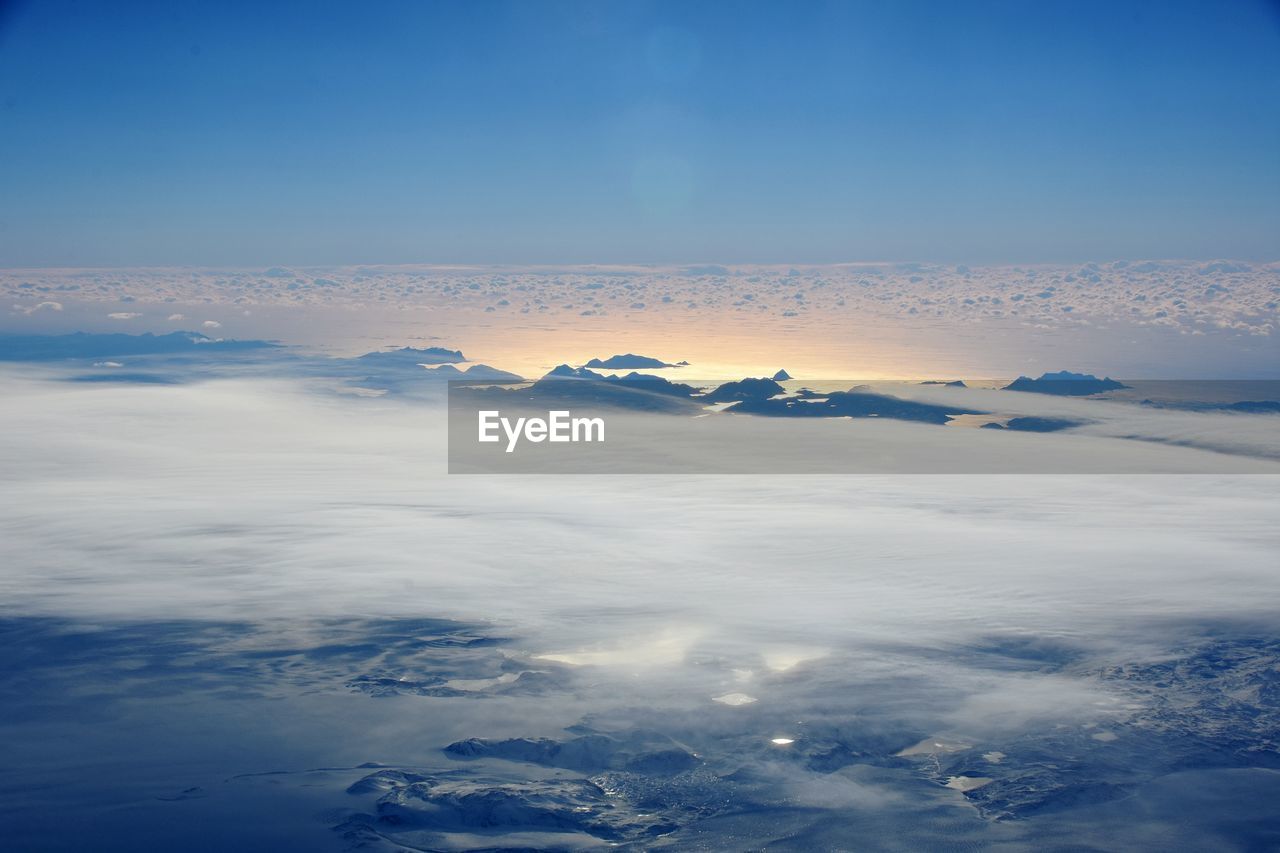 Aerial view of clouds over blue sky