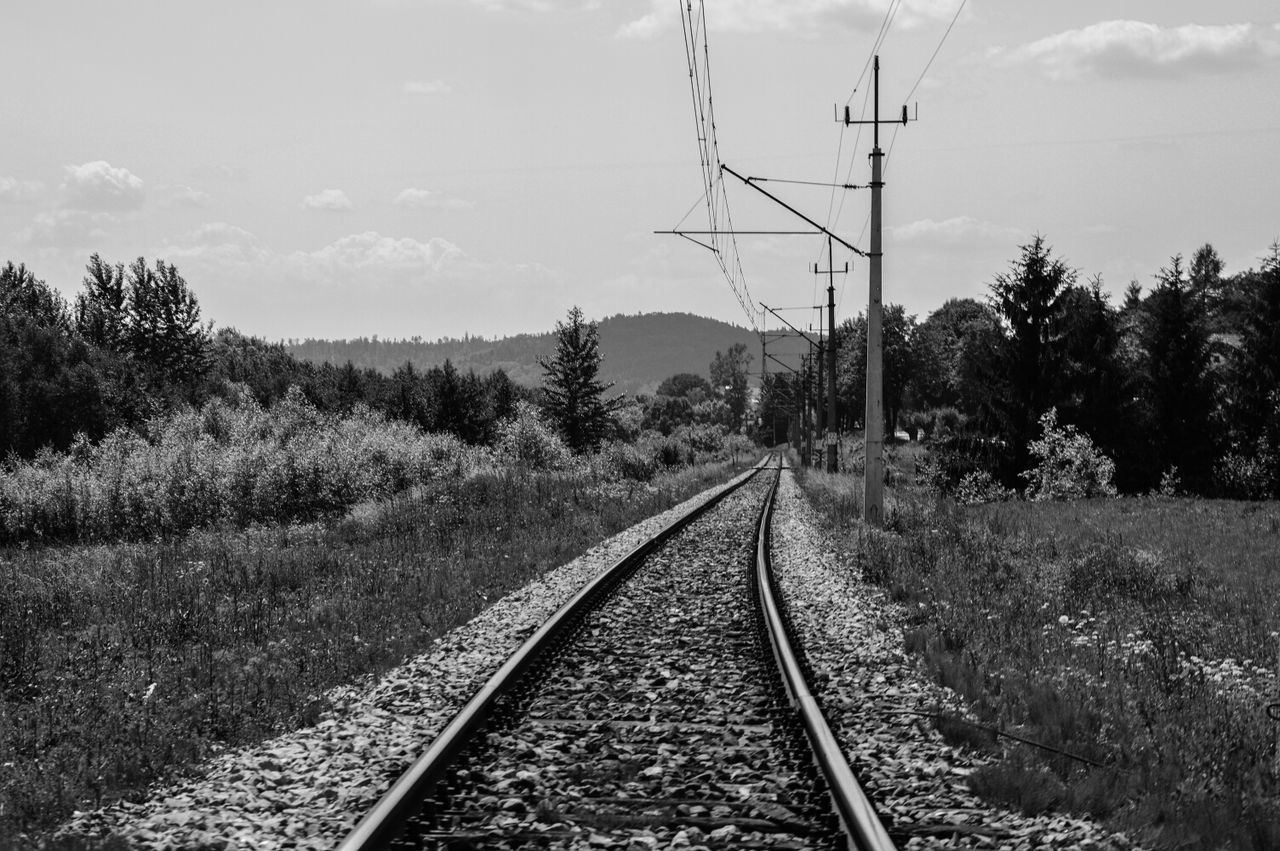 Long railway track along landscape