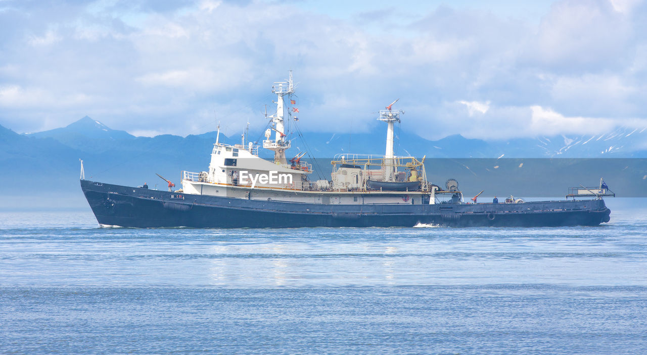 Rescue ship in the avacha bay of the pacific ocean