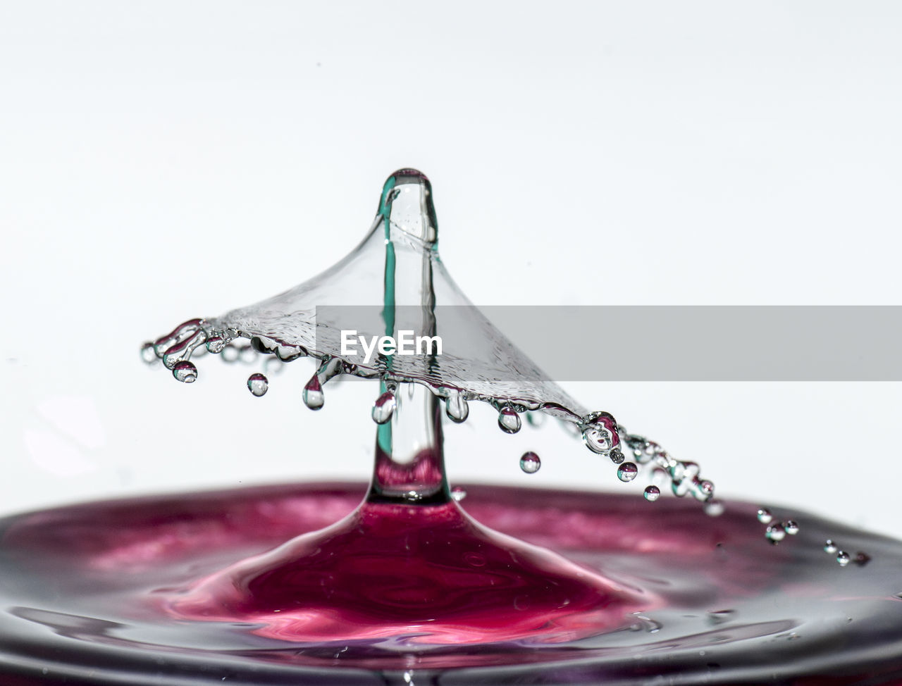 Close-up of splash crown against white background