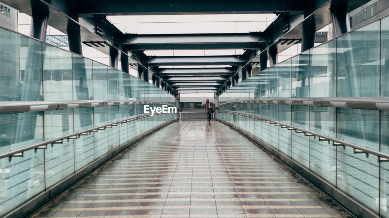 Wet footbridge during rainy season