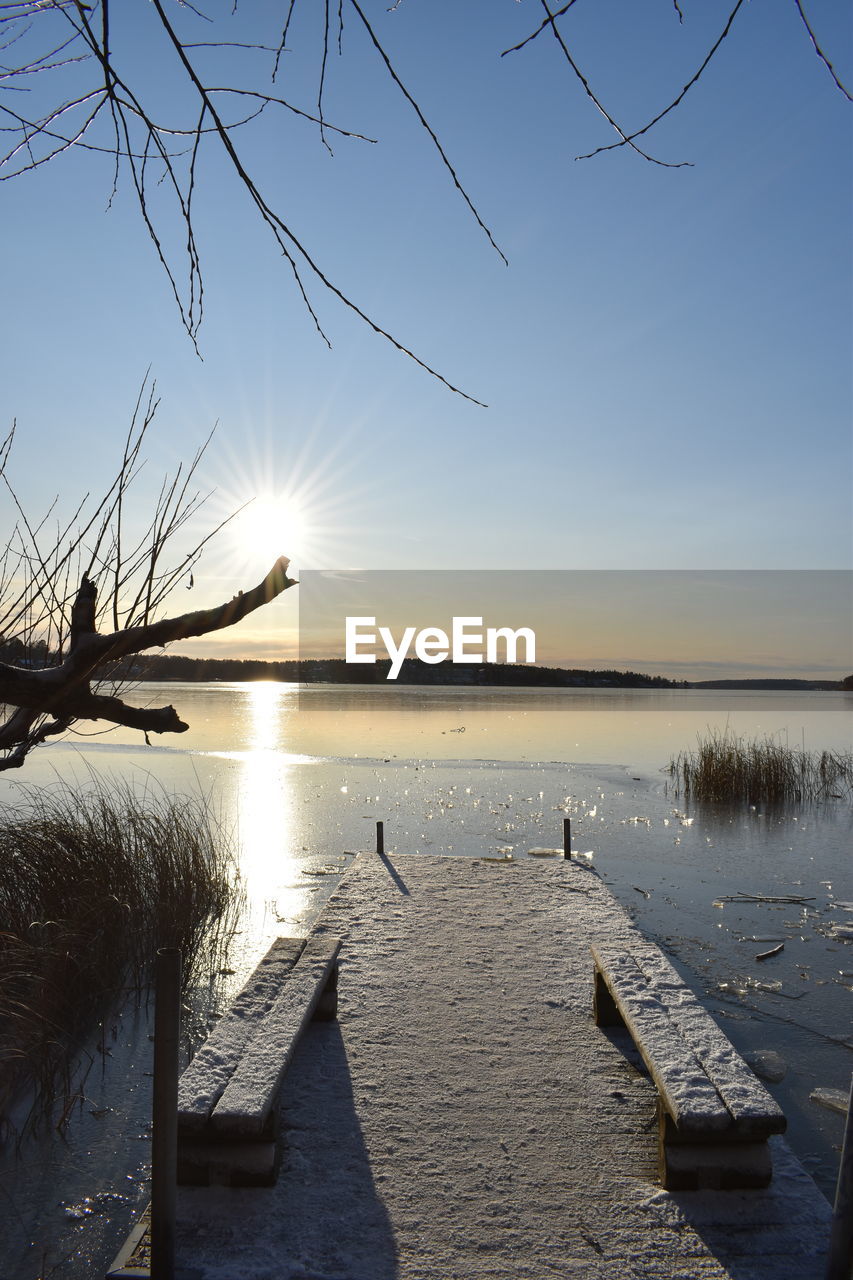 SCENIC VIEW OF LAKE DURING SUNSET