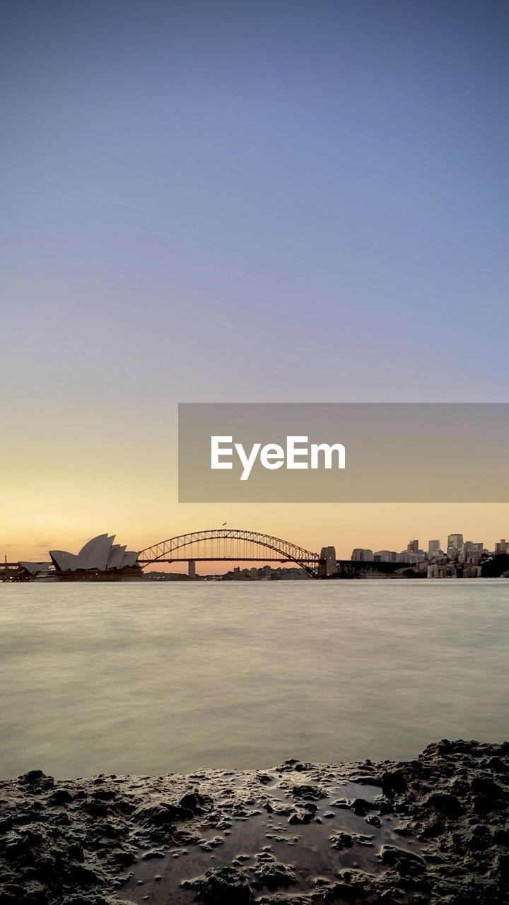 Sydney harbour bridge during sunset