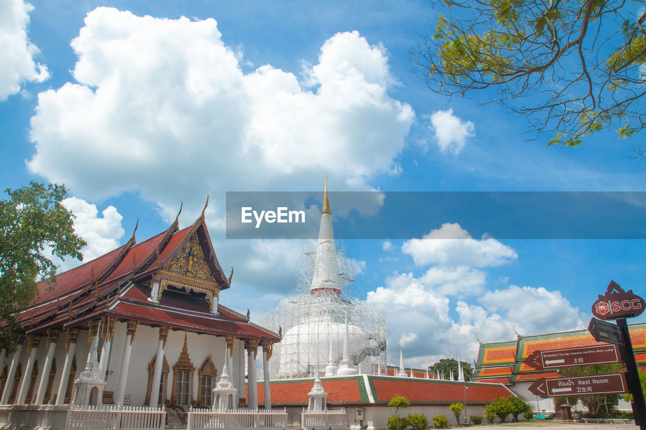 Low angle view of temple against sky