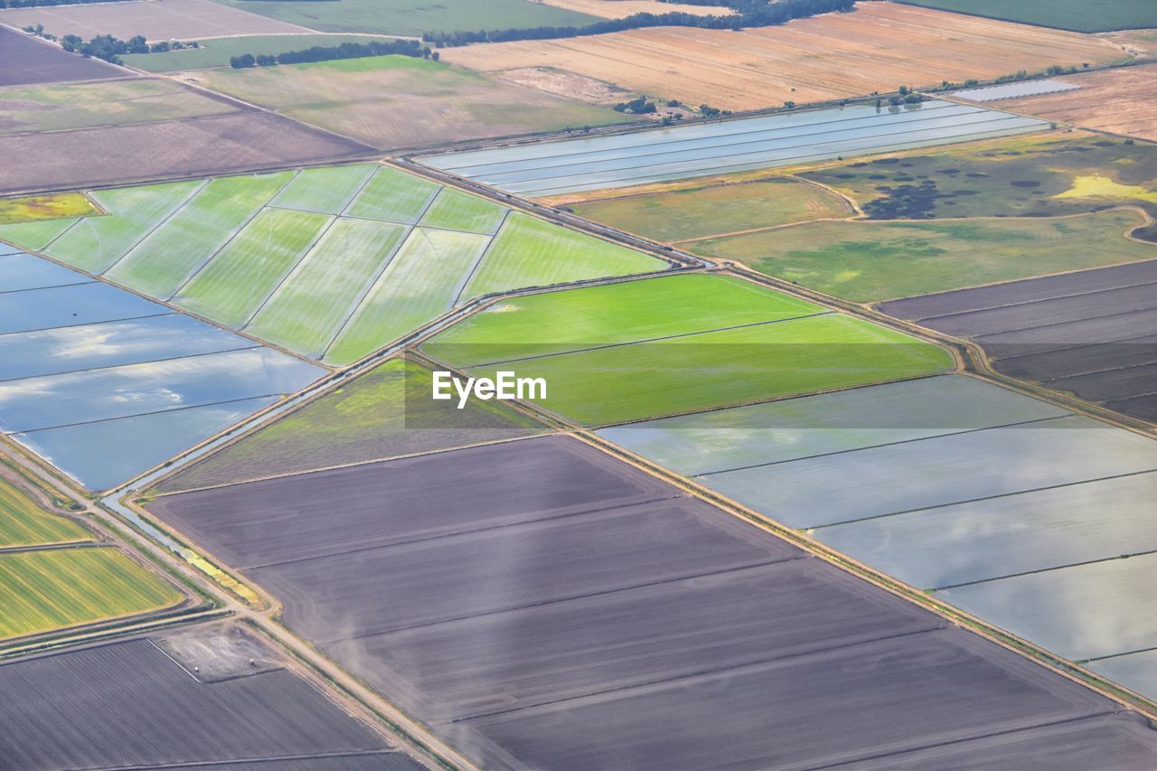 Sacramento aerial from airplane including  rural agricultural fields  california, united states.